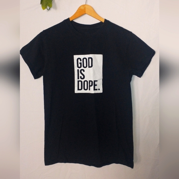 Tops - 'God Is Dope' T-Shirt Black And White Faith Hope Size Medium